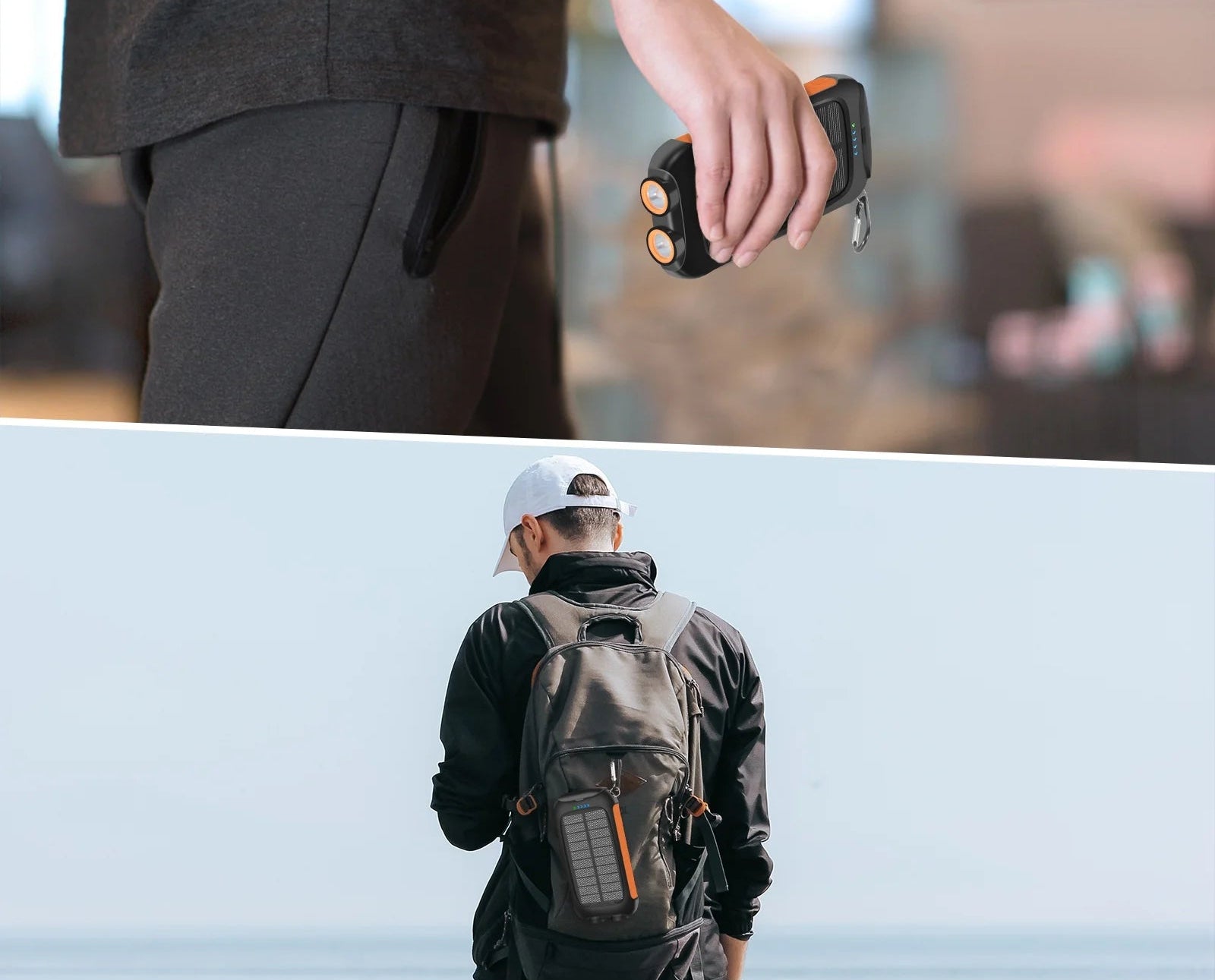 38800Mah Solar Power Bank Compatible for Iphone/Android 12W Portable Charger Power Bank with 2 SOS Flashlight Battery Pack for Outdoor Camping Hiking(Orange)