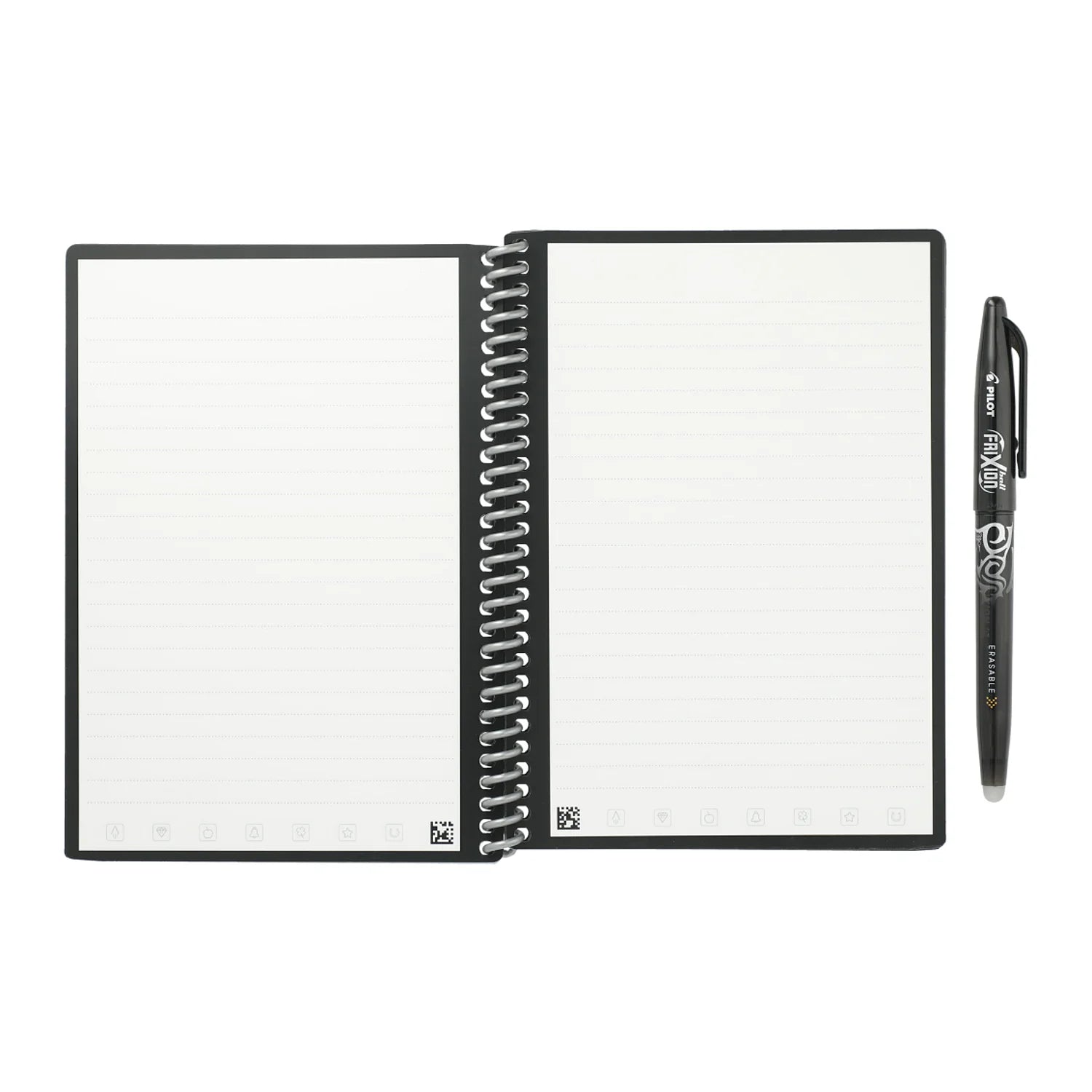 Note Smart Reusable Spiral Notebook, Dot-Grid and Lined, 36 Pages, 5" X 7", Black