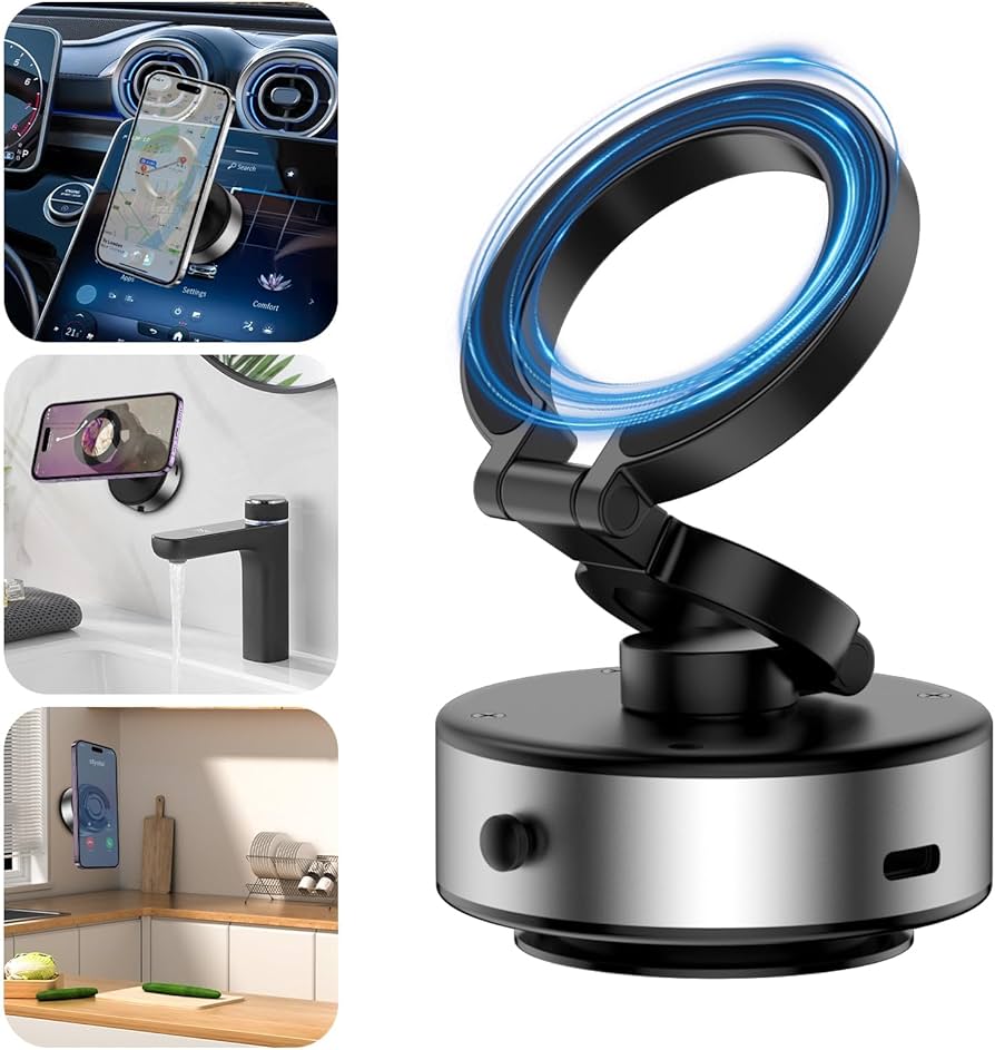 Magnetic Suction Cup Phone Mount for Magsafe 360° Adjustable Magnetic Car Phone Holder Pocket Size Foldable Car Mount