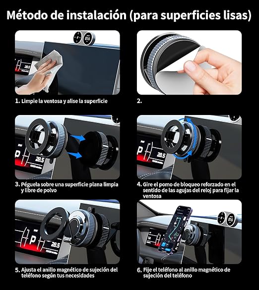 Magnetic Suction Cup Phone Mount for Magsafe 360° Adjustable Magnetic Car Phone Holder Pocket Size Foldable Car Mount