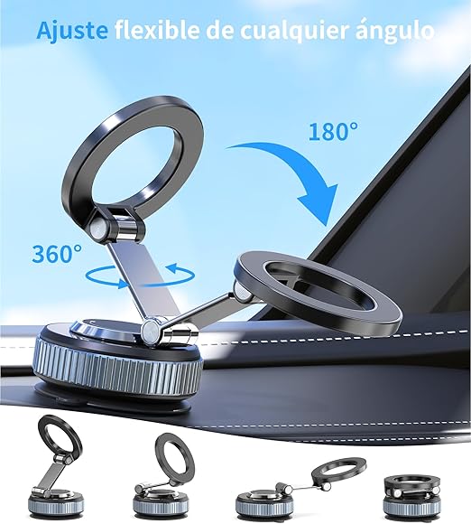 Magnetic Suction Cup Phone Mount for Magsafe 360° Adjustable Magnetic Car Phone Holder Pocket Size Foldable Car Mount