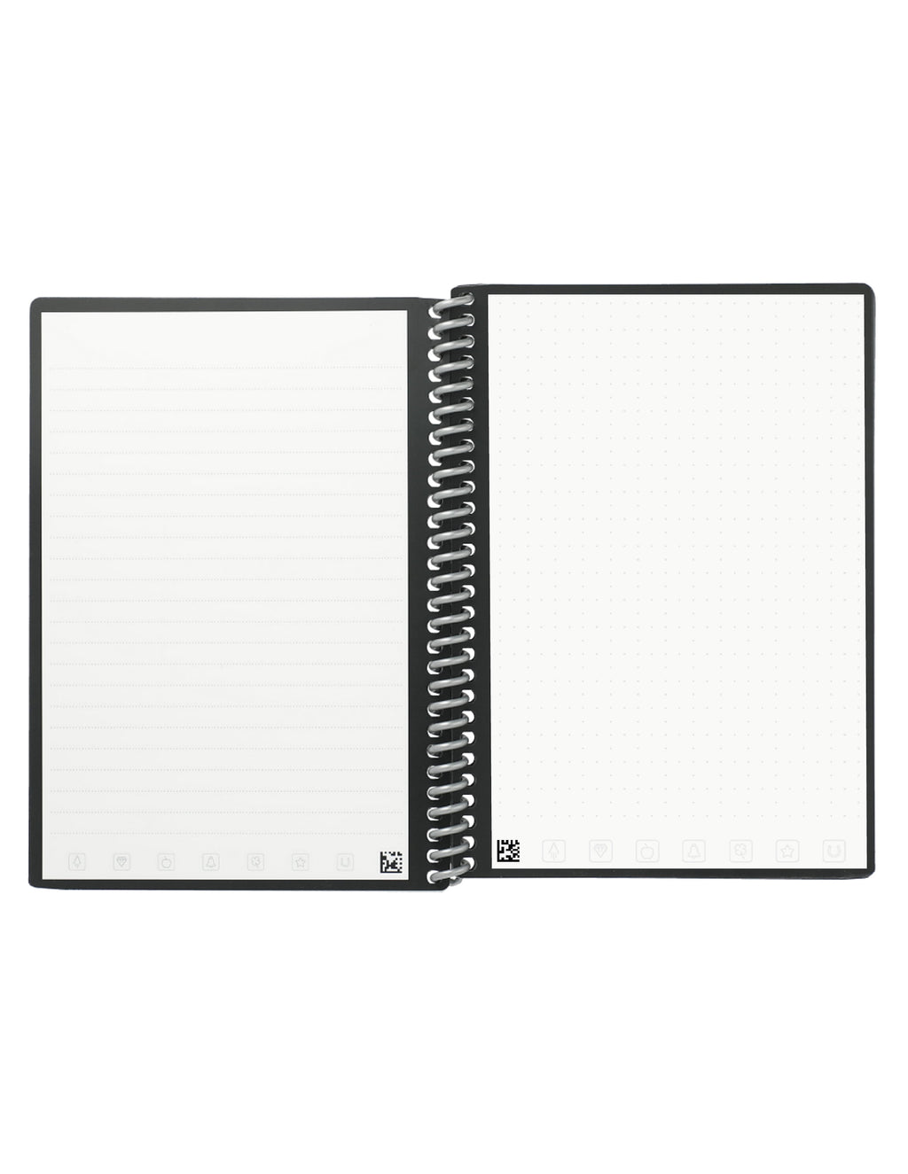 Note Smart Reusable Spiral Notebook, Dot-Grid and Lined, 36 Pages, 5" X 7", Black