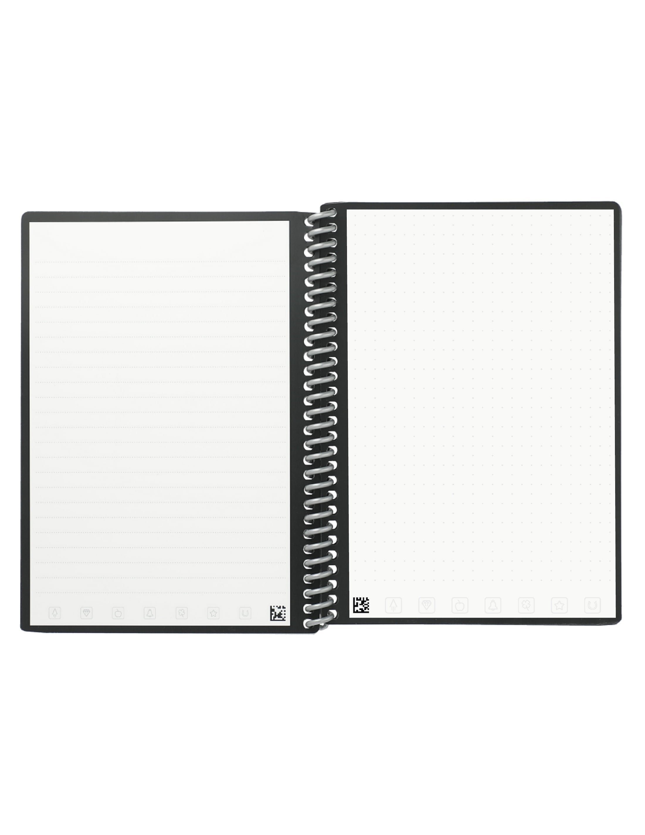 Note Smart Reusable Spiral Notebook, Dot-Grid and Lined, 36 Pages, 5" X 7", Black
