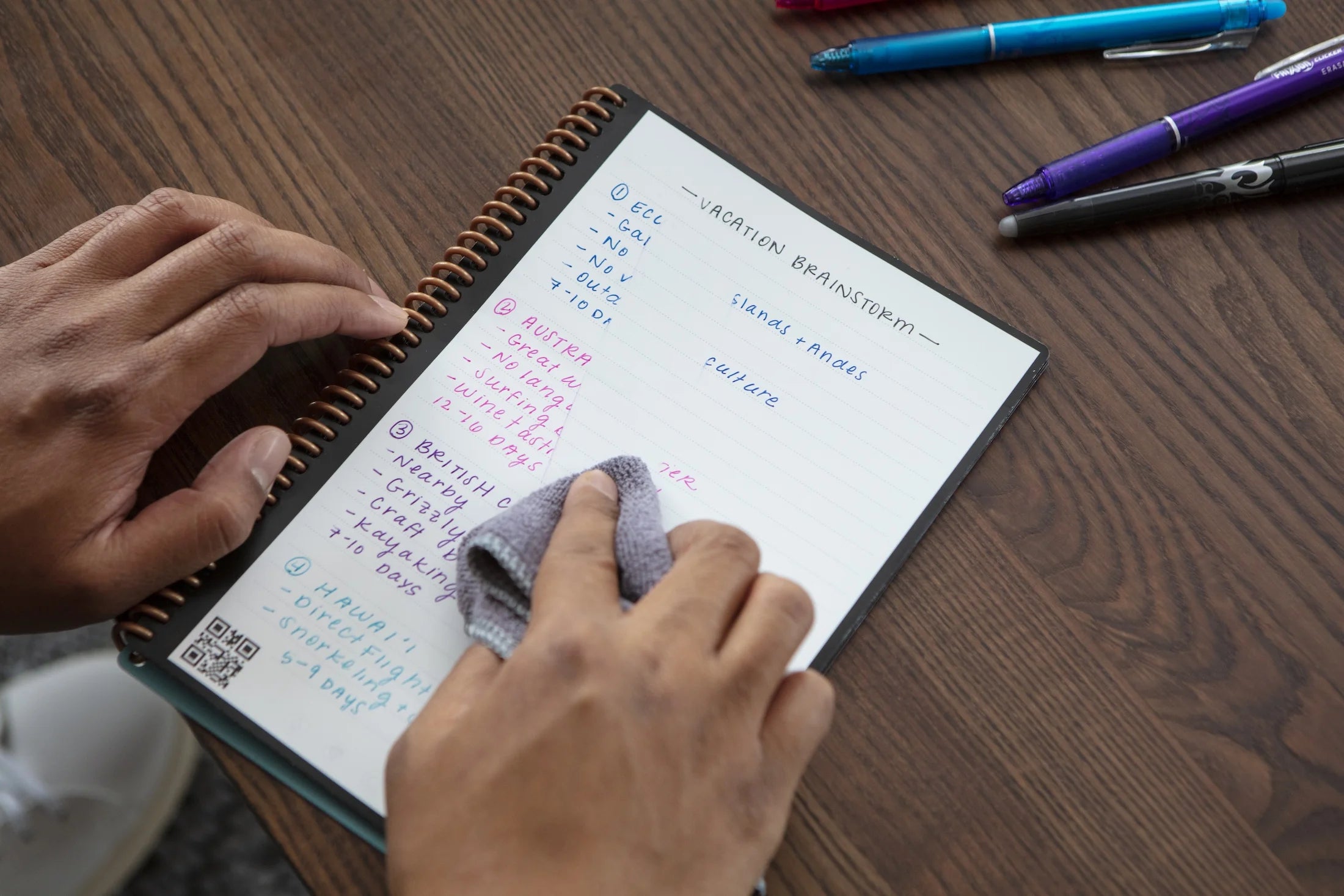 Note Smart Reusable Spiral Notebook, Dot-Grid and Lined, 36 Pages, 5" X 7", Black