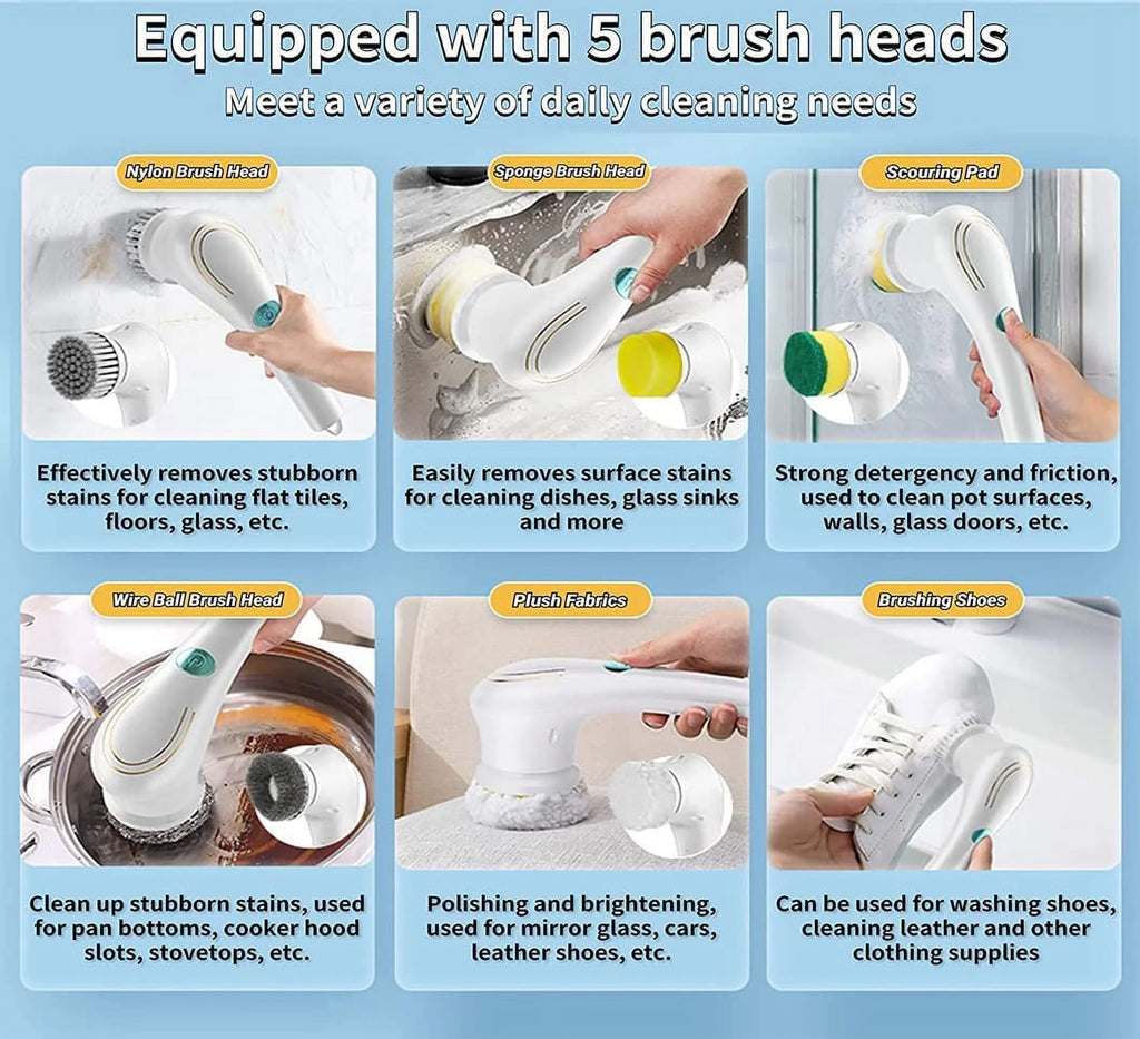 Electric Spin Scrubber Cordless Electric Cleaning Brush Handheld Shower Scrubber for Bathroom, Kitchen, Wall, Tile, Tub