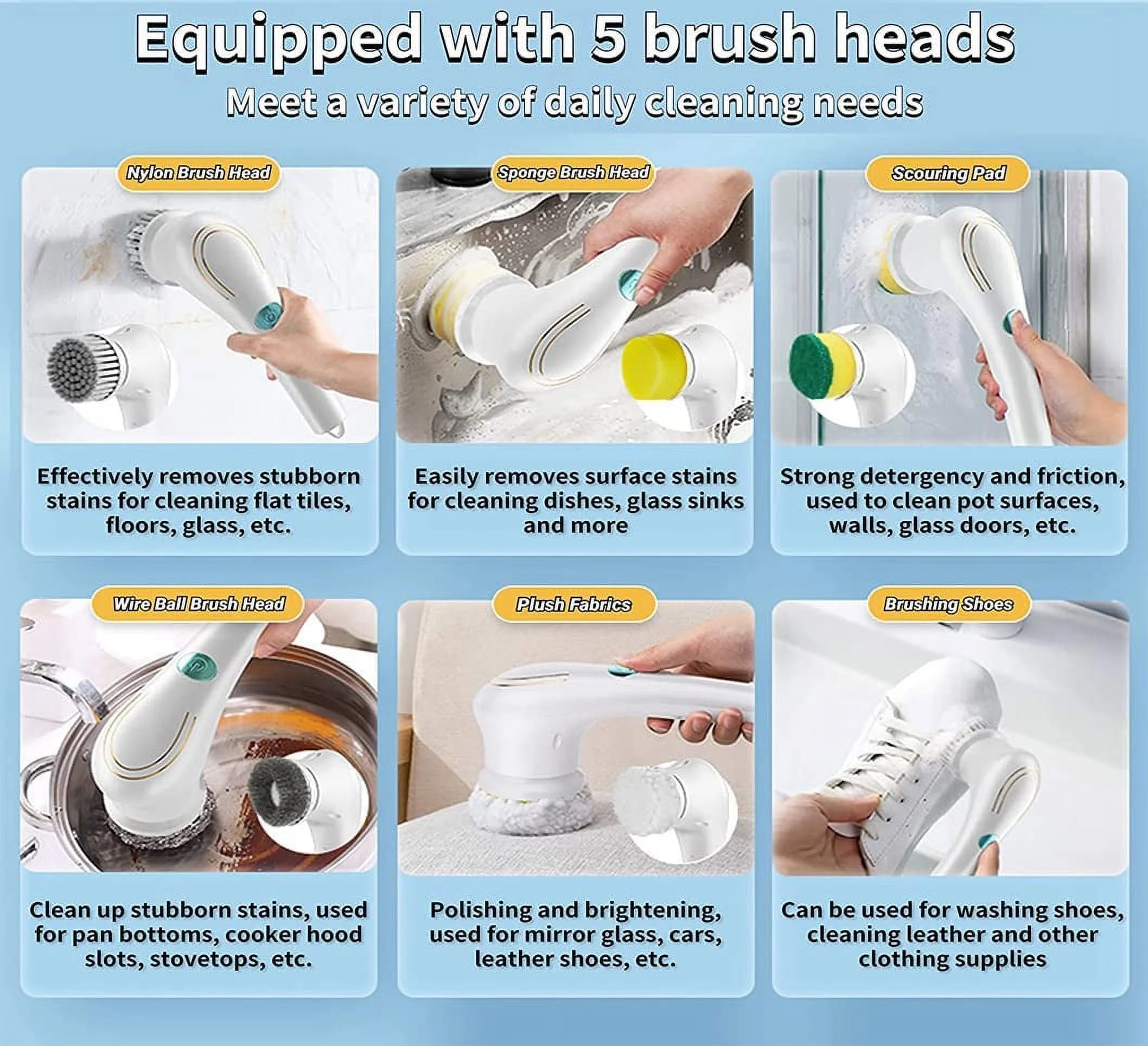 Electric Spin Scrubber Cordless Electric Cleaning Brush Handheld Shower Scrubber for Bathroom, Kitchen, Wall, Tile, Tub