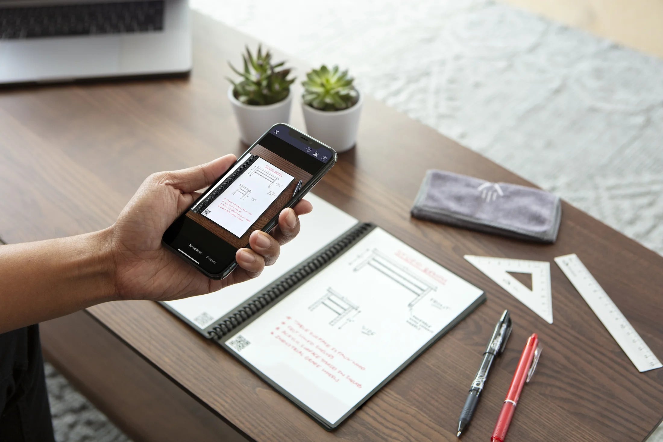 Note Smart Reusable Spiral Notebook, Dot-Grid and Lined, 36 Pages, 5" X 7", Black